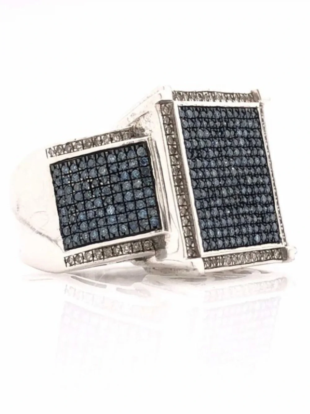 JTV Sterling Silver Blue Velvet Micropave Diamond Ring (0.50 CTW).